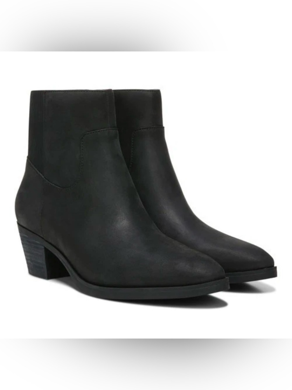 Vionic Shantelle Waterproof Black Nubuck Leather Bootie Ankle Boots Block Heel 9